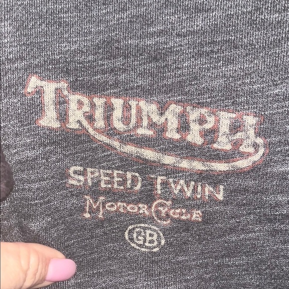 Triumph Gray Hoodie with large design on back, zip up size large - Picture 5 of 10